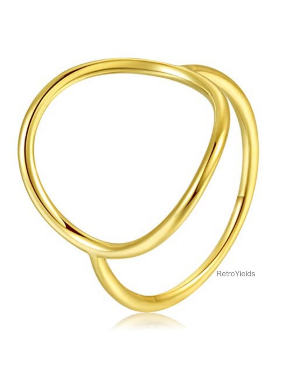 Sterling Silver 18K Yellow Gold Plated Open Circle Ring Size 5-9
